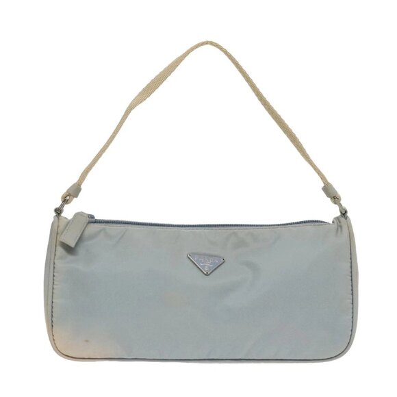 Prada Handbags - PRADA Pouch Nylon Blue Beige Silver Auth ep5947